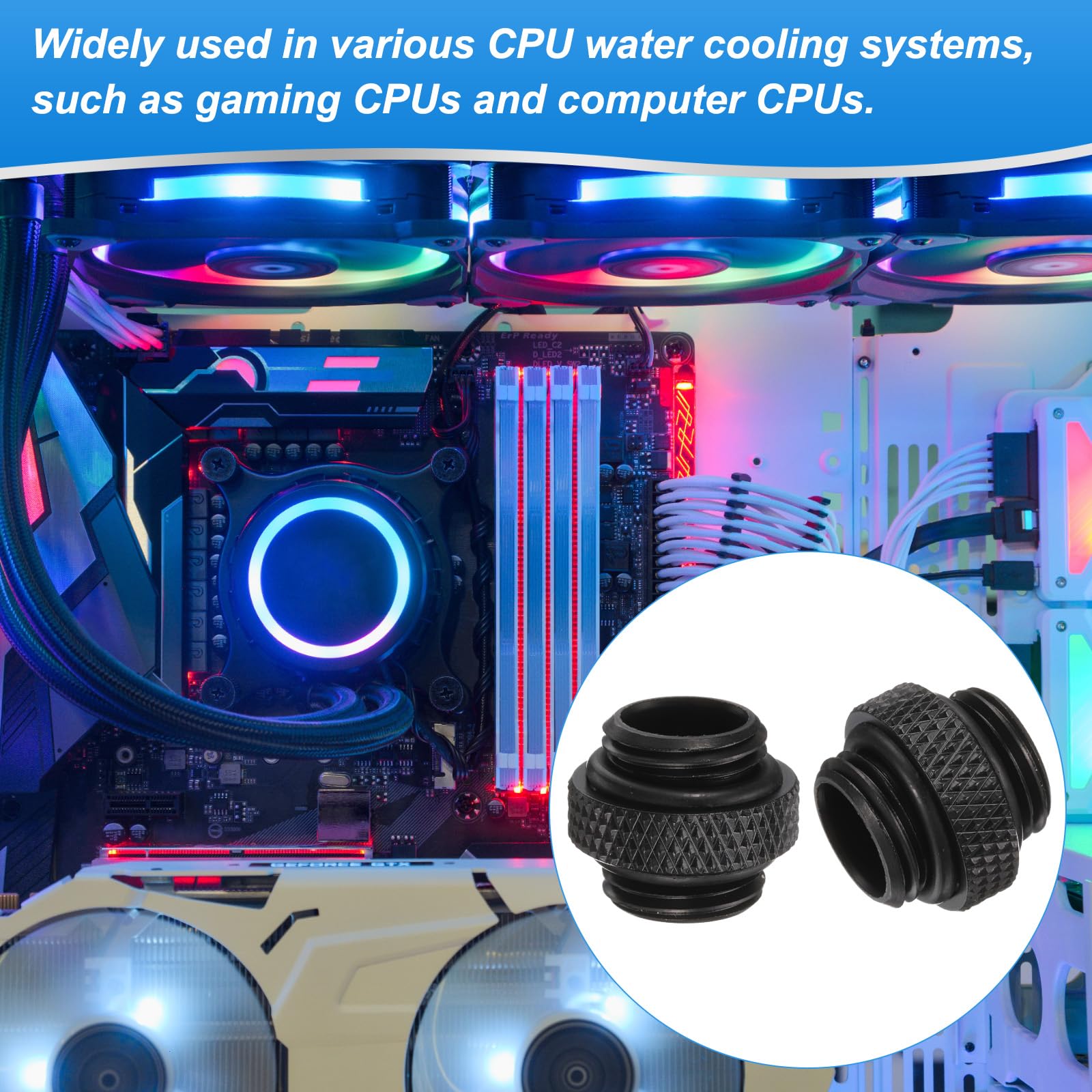 sourcing map 6 adattatori di raffreddamento ad acqua G1/4" filettatura maschio a maschio, mini estensori in rame raffreddato ad acqua, raccordo a compressione con O-Ring per computer PC sistema di