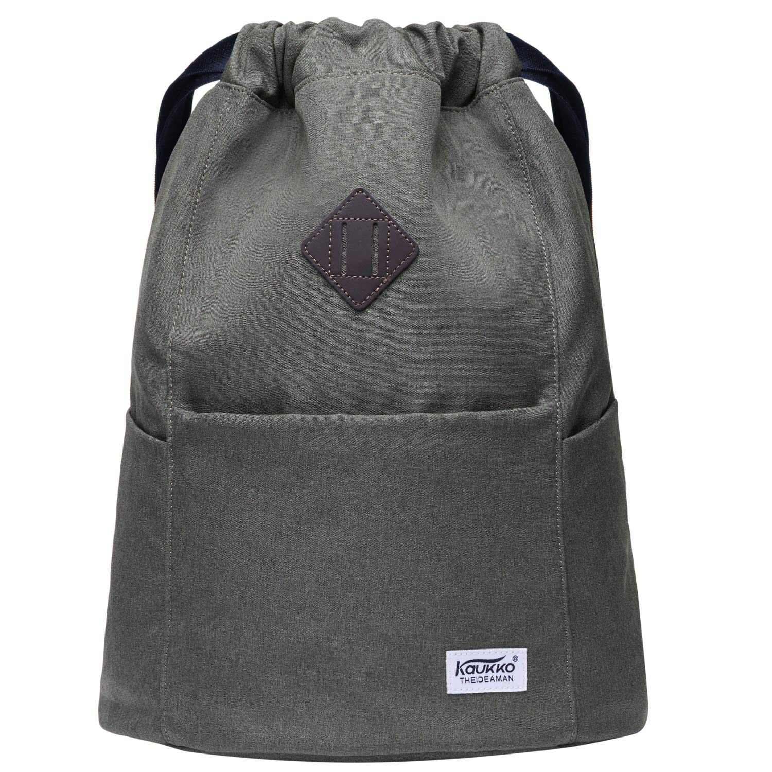 KAUKKO Bolsa de gimnasio de lona con cordón y bolsillo interior, mochila escolar, mochila deportiva de — view 18