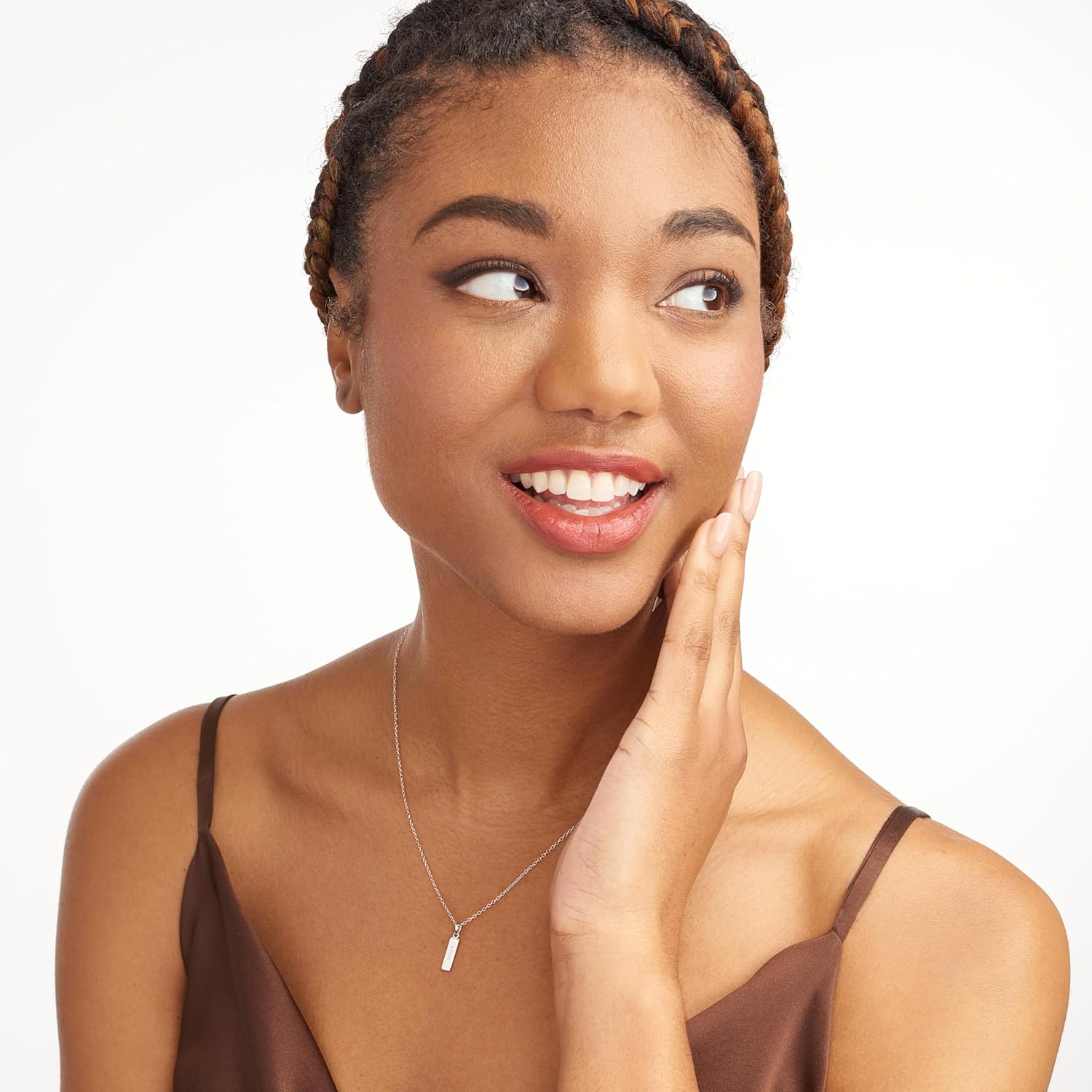 MORGAN & PAIGE .925 Sterling Silver Rhodium Plated Vertical Bar Sentiment Pendant Necklaces for Women - Lightweight and Dainty Sterling Silver Necklace for Women, Jewelry for Her 18 inch Rope Chain - Image 4