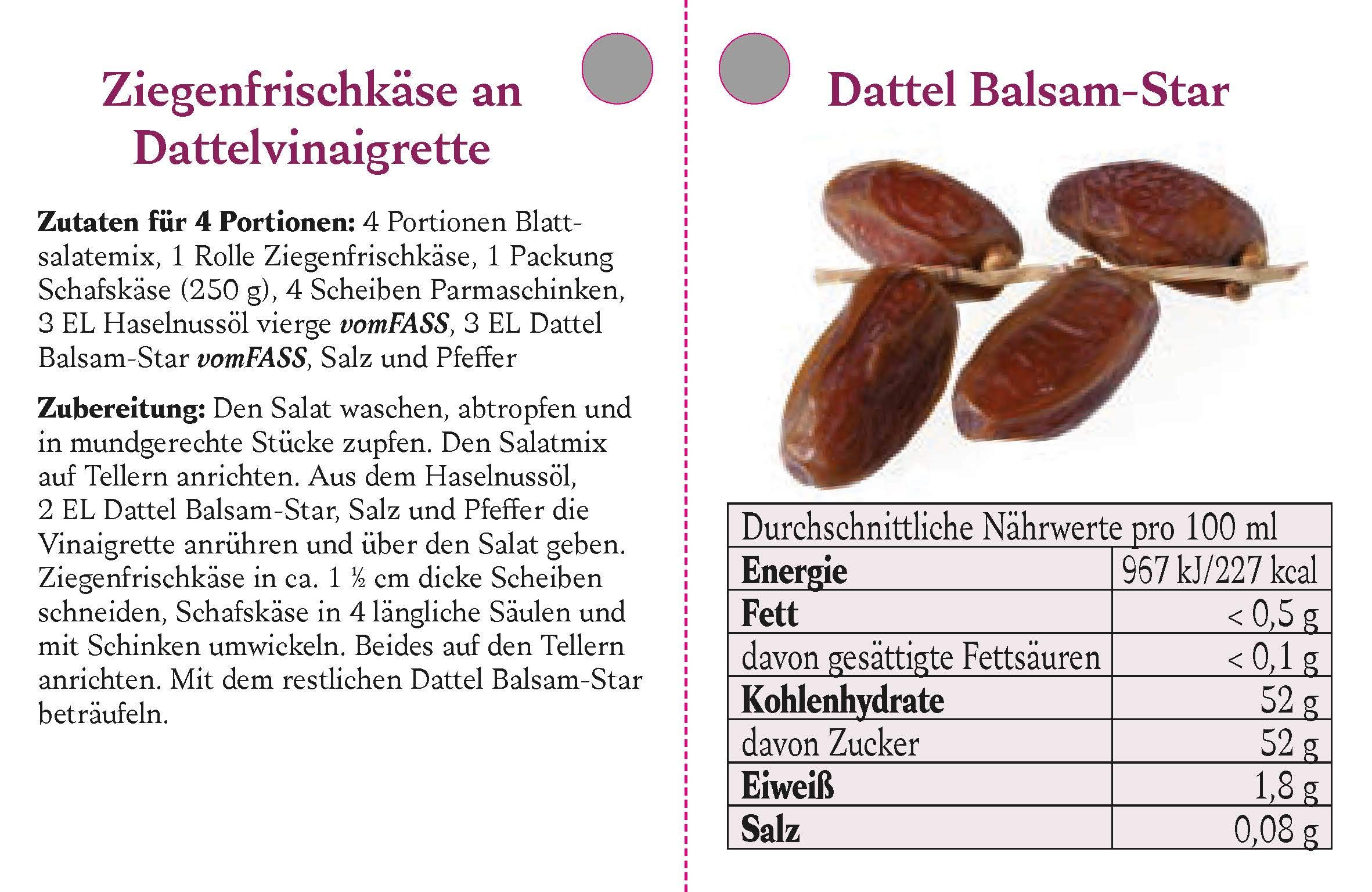Vom Fass Dattel Balsam Star - 500 ml Premium Spezialität aus Dattelessig und eingedicktem Dattelsaft