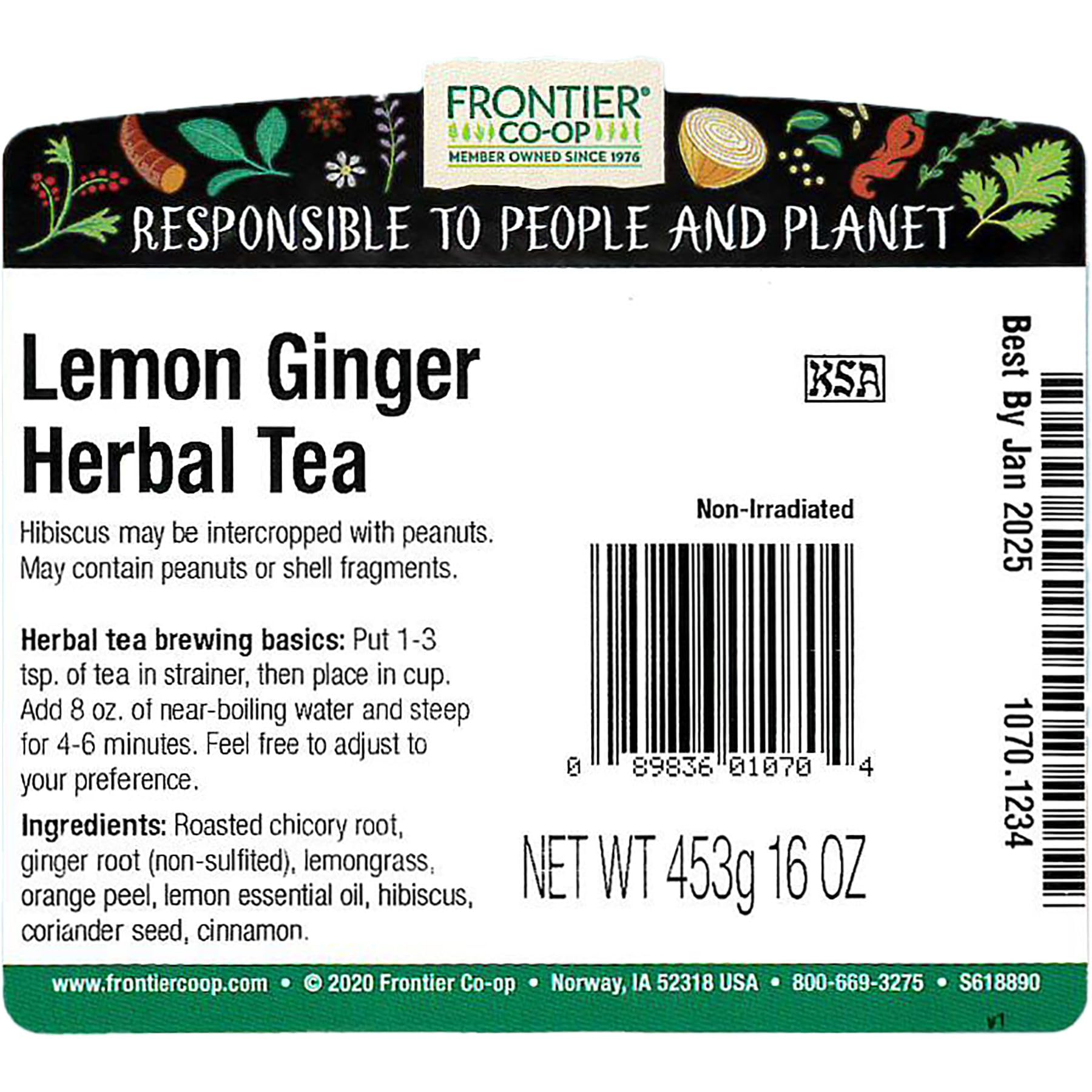 Lemon Ginger Tea – 1 lb,(Frontier) by Frontier