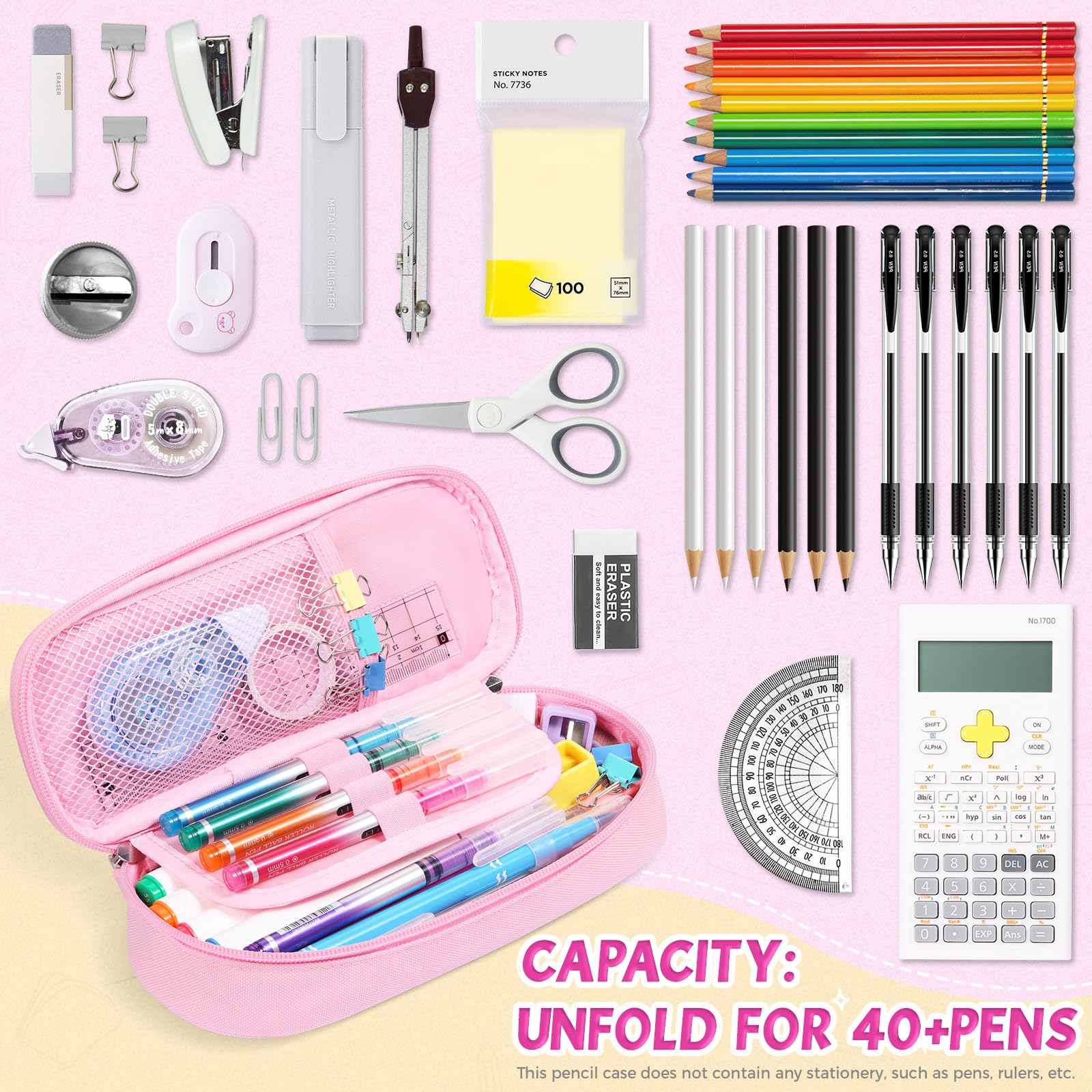 rockpapa Cute UnicornDesign Pencil Case for Girls Aesthetic Pencil Case with Compartments - Image 2