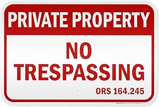 Oregon No Trespassing Private Property Sign, 12x18 Inches, 3M EGP Reflective .063 Aluminum, Fade Resistant, Made in USA by My Sign Center