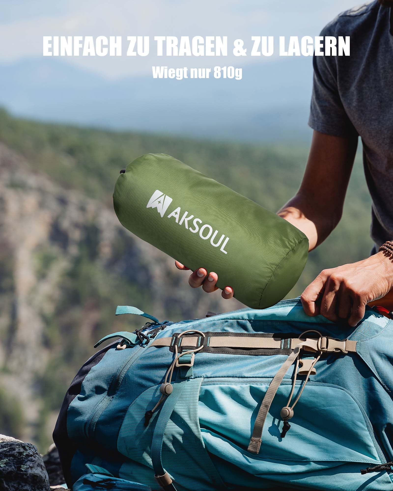 AKSOUL Colchoneta Autoinflable para Dormir para Acampar: Utraligero Esterilla Inflable Portatíl Colchón Individual, concon Bomba de Pie para Camping, Exteriores, Viaje