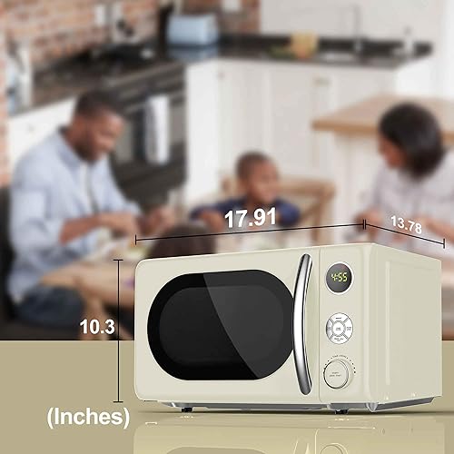 Miniatura 3 de Horno microondas retro de 0.7 pies cúbicos, 700 vatios (blanco)