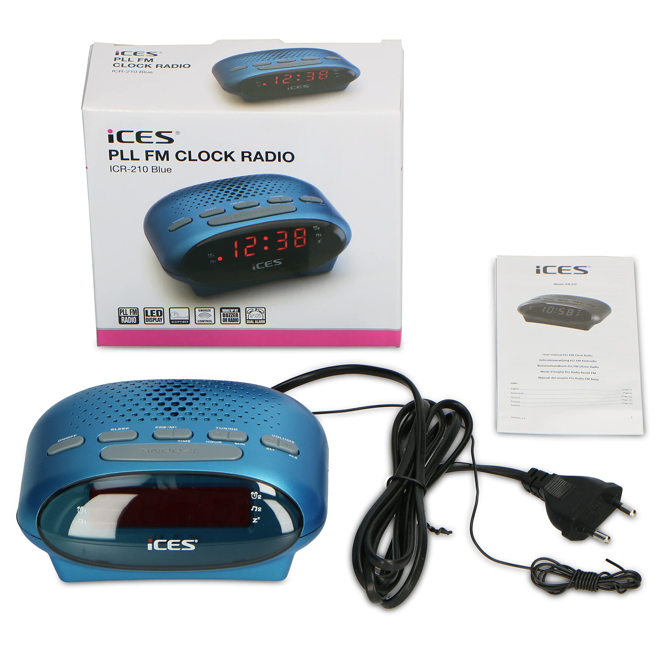 Lenco Icr-210 Radiobudzik, Niebieski, S