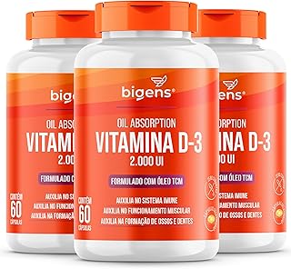 Vitamina D3 2000ui Óleo Tcm (mct), Biogens, Kit 3x 60 cápsulas