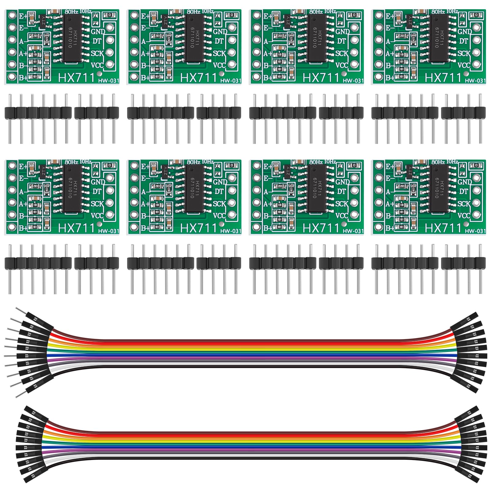 YEFLUT HX711 - Amplificador de celda de carga de 24 bits ADC de doble canal con cable Du-pont para Arduino Raspberry Pi (8 unidades)