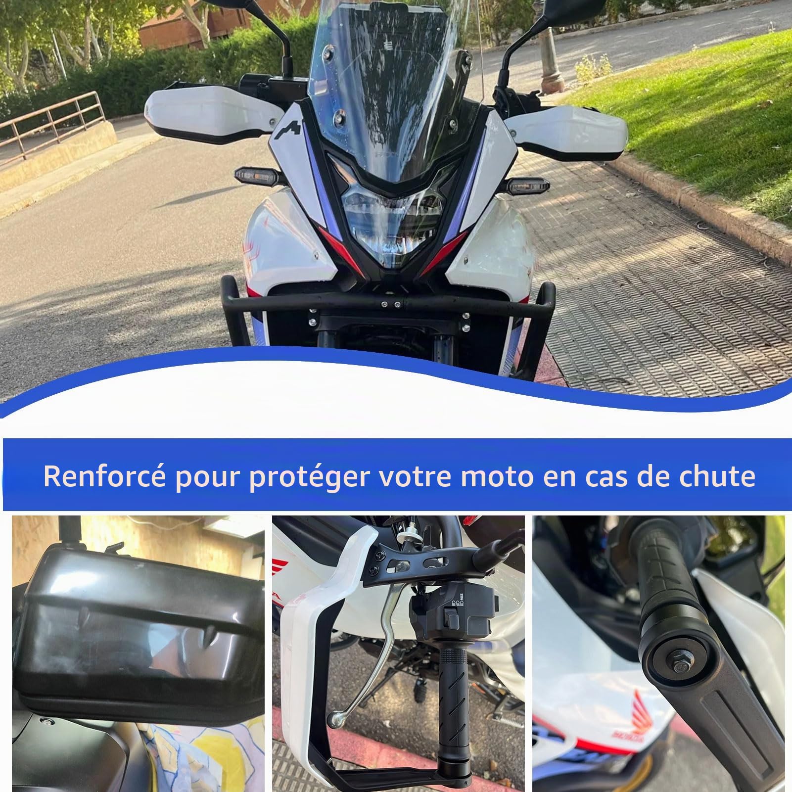 Protège-mains moto compatibles avec Transalp XL750 2023-2026 - Protection de levier de frein, guidon et pare-brise - Accessoires XL750 Transalp 750 (Noir - 2 paires)