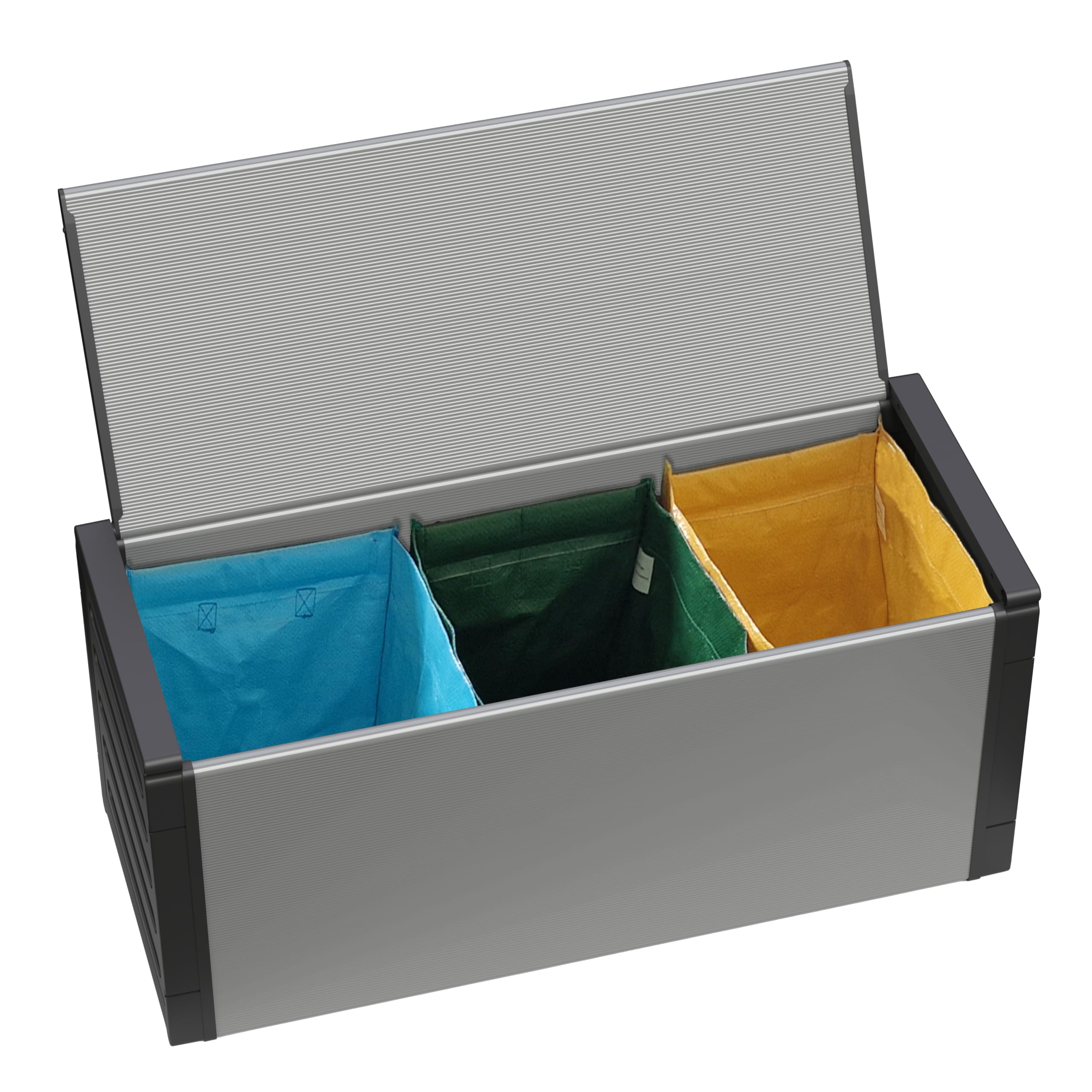 Adventa: Cassapanca per Raccolta differenziata in resina di PVC e PP, Facile da Montare, Resistente, Adatto ad ambienti Interni ed Esterni, 85L x 34P x 38H cm, Grigio