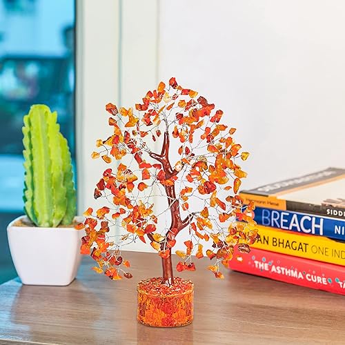 Miniatura 7 de SUBSH Árbol de dinero de piedra de cornalina  Árbol de la vida  Piedras curativas energéticas  Bonsái de Feng Shui  Curación de cristal de reiki