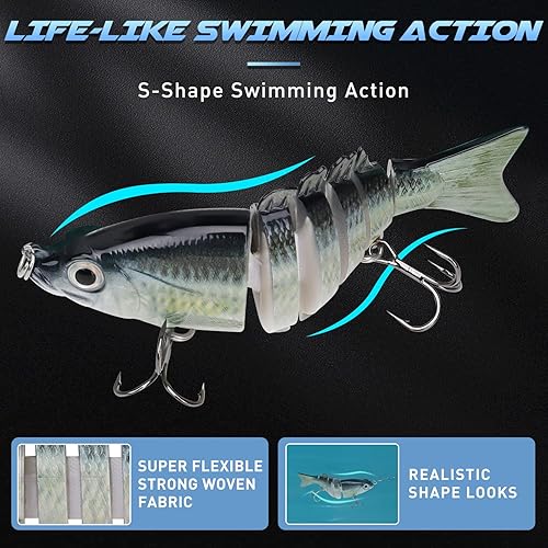 Miniatura 4 de Gotour Señuelos de pesca para agua dulce o salada, fáciles de usar para principiantes y profesionales de la pesca familiar, cebos articulados más