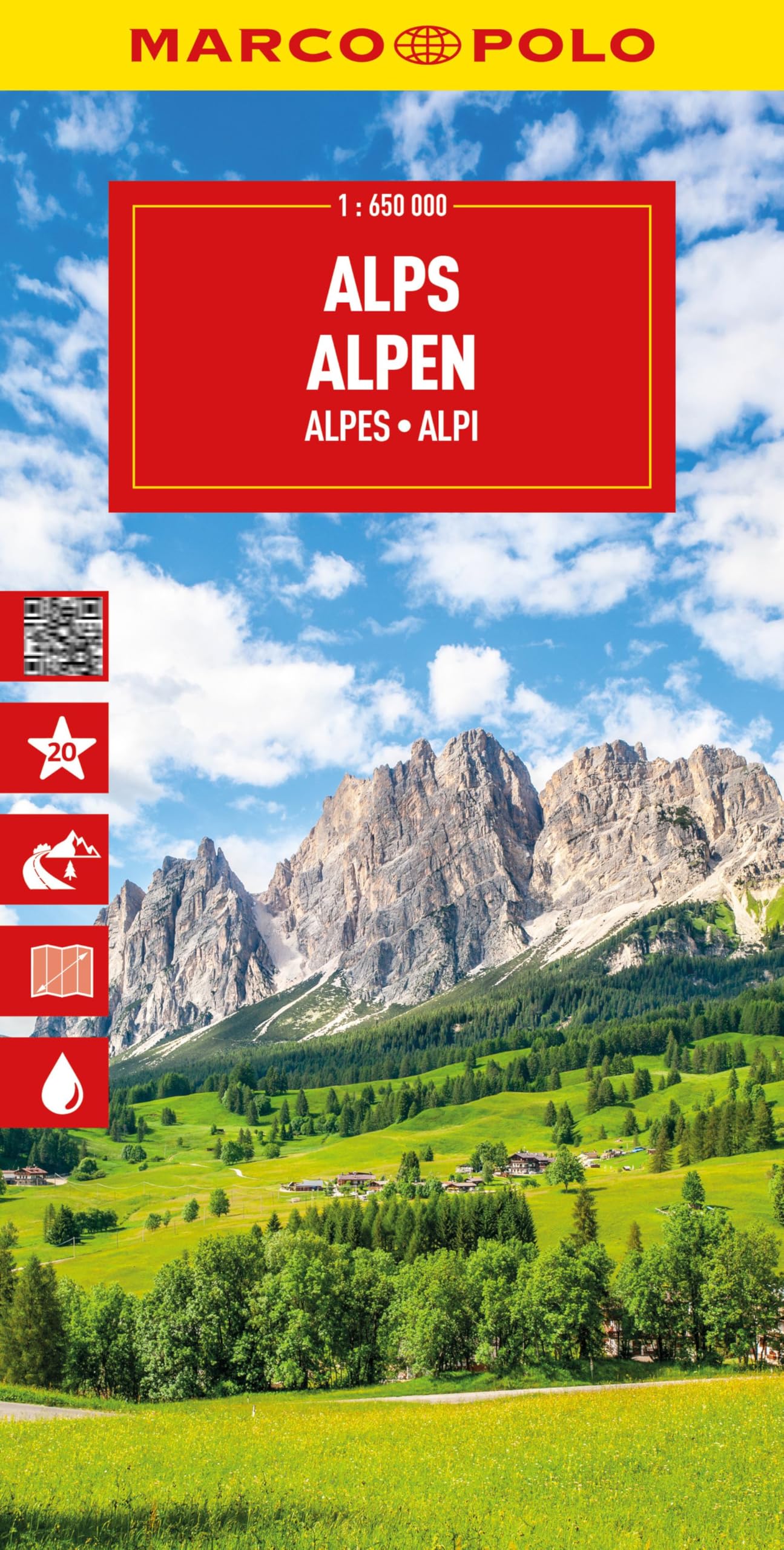 Alps Marco Polo Map: Straßenkarte und Autokarte mit sehenswerten Strecken, Highlights und digitaler Erweiterung