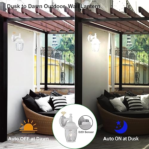 Miniatura 4 de LIT-PaTH Farol de pared para exteriores del atardecer al amanecer, aplique de pared como accesorio de iluminación de porche con base mediana E26