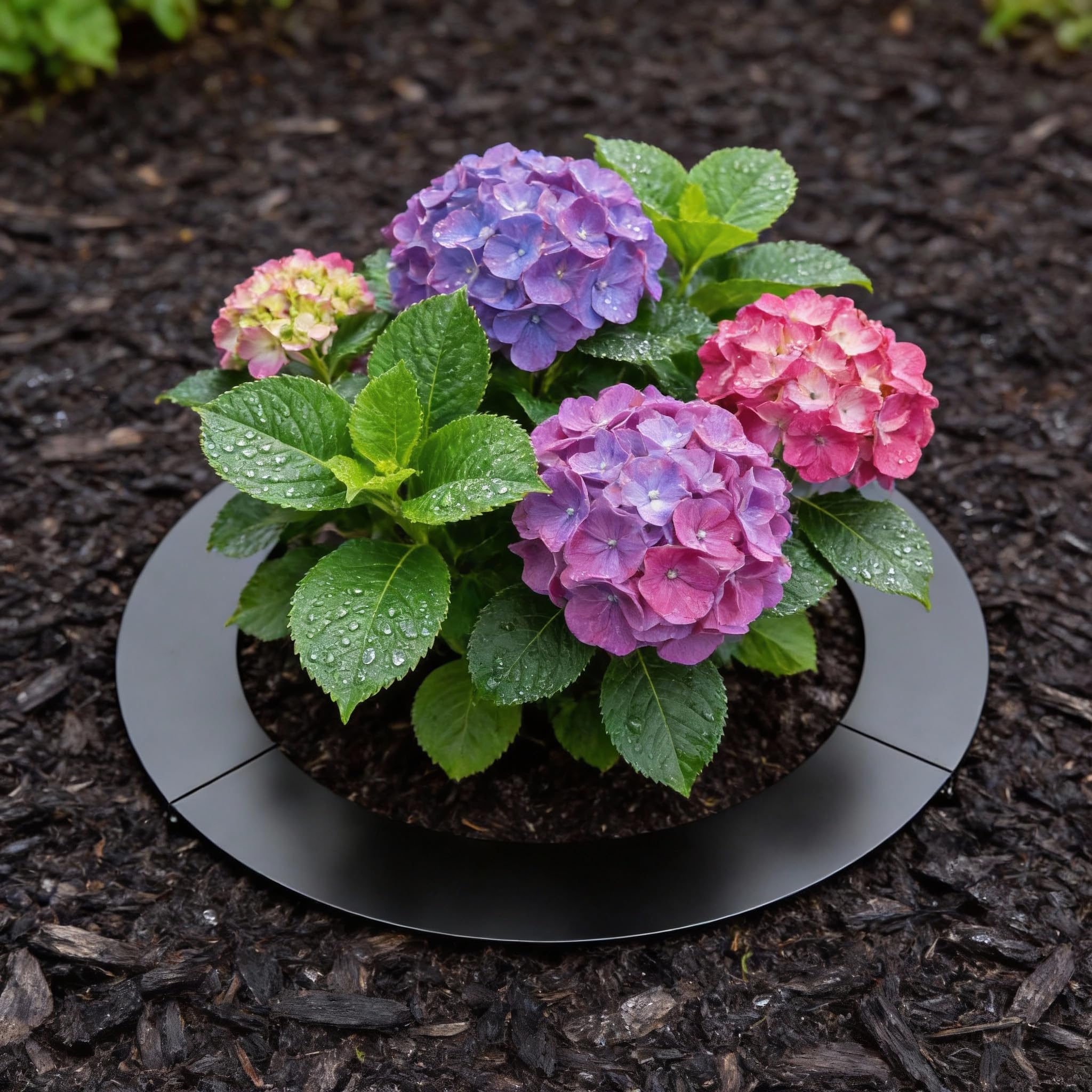 YRHome Rasenkante aus Metall Schwarz Verzinkte Beeteinfassung Ø60/90cm Mähroboter Baumring Mähkante für Bäume & Sträucher Beetumrandung Wetterfest Beetbegrenzung für Baumschutz Gartendeko
