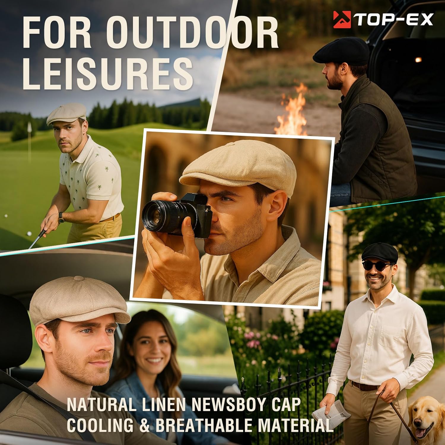 Oversized XL XXL Natural Linen Flat Cap Lightweight 8 Panel Summer Cooling Eco-Friendly Newsboy Hat Golf Outdoor - Image 5