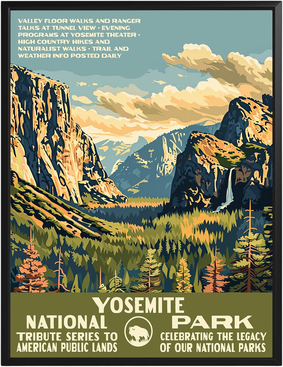 GroovyGrove Yosemite – Póster del Parque Nacional WPA, estilo vintage, arte de pared, viajes, retro, paisaje natural, decoración para oficina en