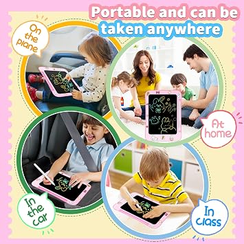 Genialba LCD Writing Tablet for Kids, Colorful Screen Drawing Board for 3-7 Year Old Boys & Girls - Educational Toys for Birthday & Christmas (Rabbit)