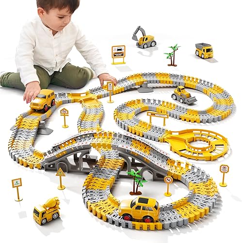 Miniatura 2 de iHaHa 236 juguetes de construcción pistas de carreras para niños y niños 6 piezas de automóvil de construcción y juego flexible para crear una