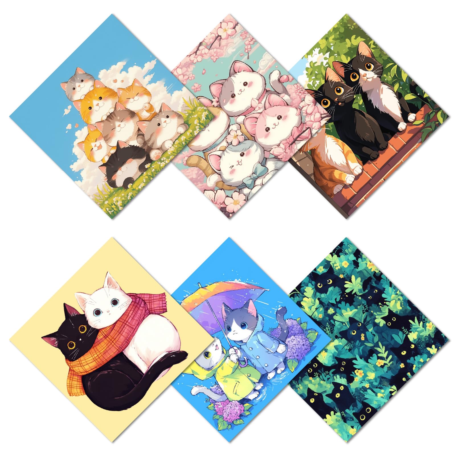 CREATCABIN 6 Confezione Panno Pulizia degli Occhiali A Forma Gatto Panno Microfibra Morbido Multicolore Pulizia degli Occhiali Sole Salviette Riutilizzabili Spesse Occhiali Fotocamere 15.5x15.5cm