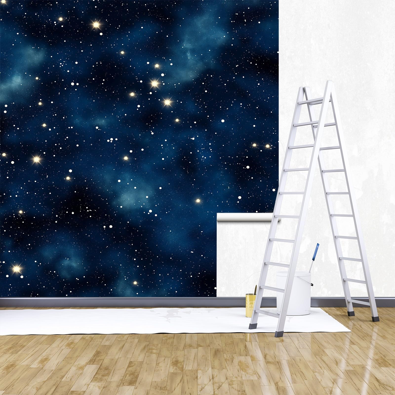 Tapeta ścienna, gwiaździste niebo z motywem kosmicznym, fototapeta, gwiazdy kosmiczne, tapeta z włókniny, dekoracja ścienna, 250 x 175 cm (szer. x wys.), tapeta panoramiczna dla dziewcząt, chłopców