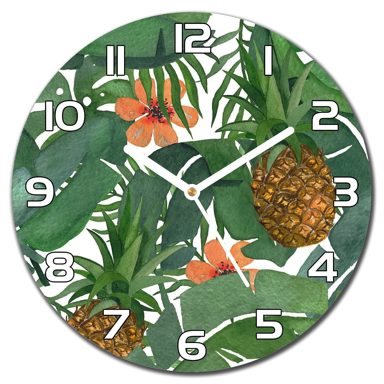 Horloge en Verre ⌀ 30 cm Coloray : pendule murale moderne salon cuisine motif ananas