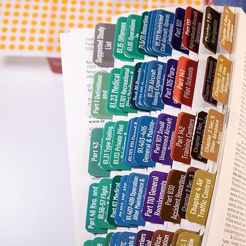 Miniatura 2 de Fichas de índice para FARAIM 2024, FAA para licencia de piloto privado - VFR - Codificado por colores y laminado, 70 preimpresas y 30 pestañas en