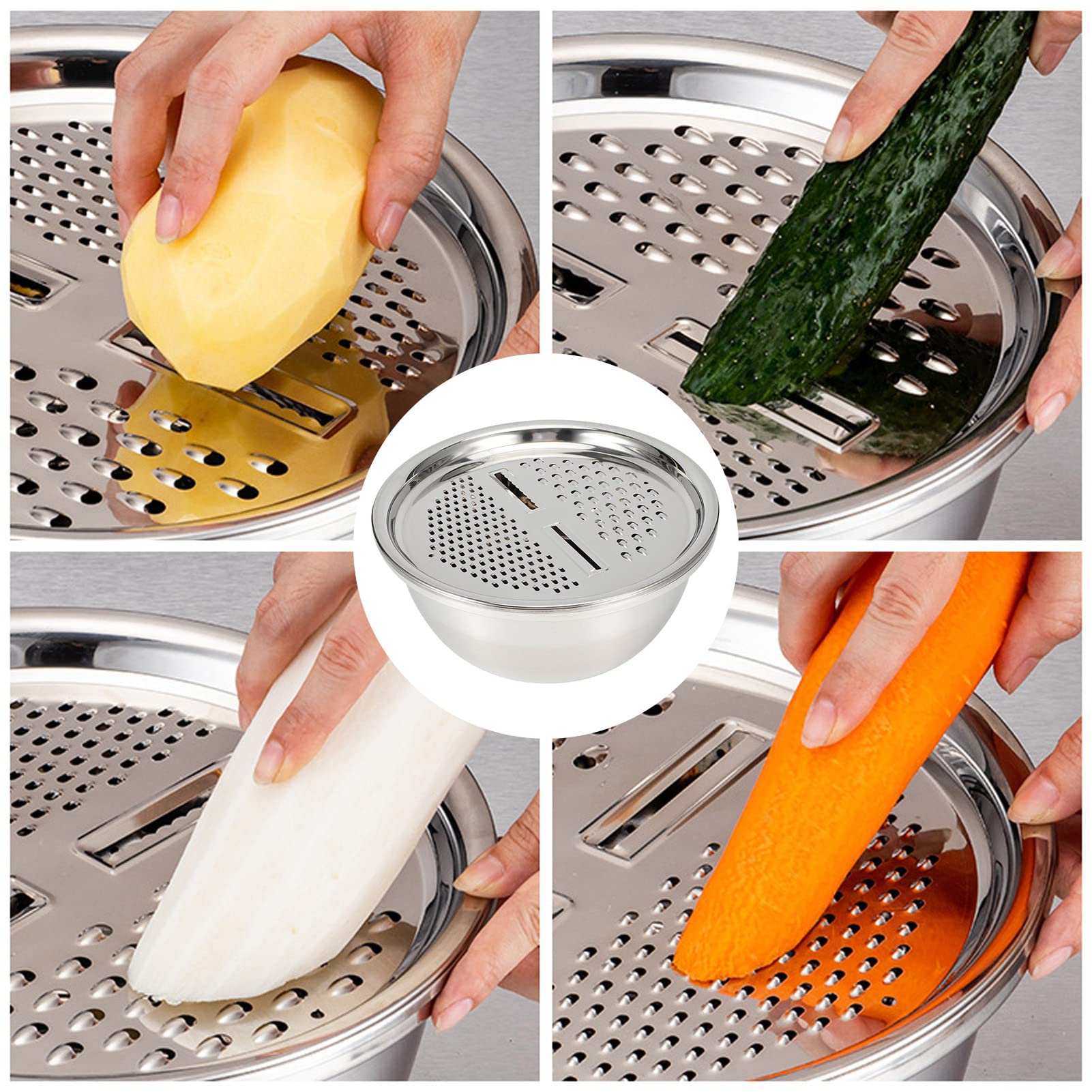 Magnetische groentesnijder, roestvrij staal, juliennesnijder, schaaf groenten met 3 vormen, rasp voor groenten, groentechopper voor pennen, schijven (G-1