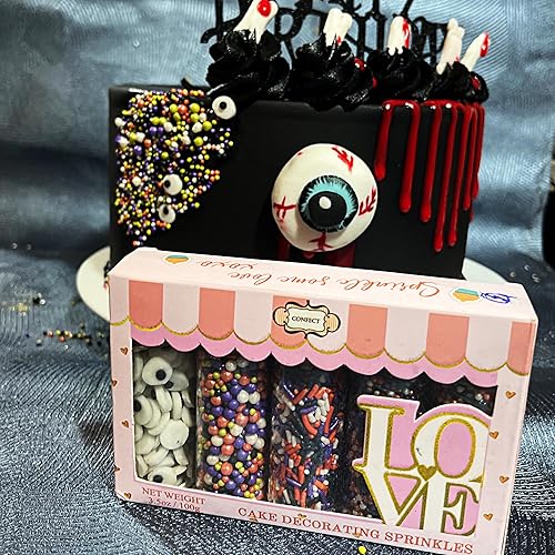 Miniatura 3 de Confect Gránulos decorativos de bola de discoteca para hornear y pasteles, paquete surtido de 5 gránulos de bola de discoteca de miedo en la