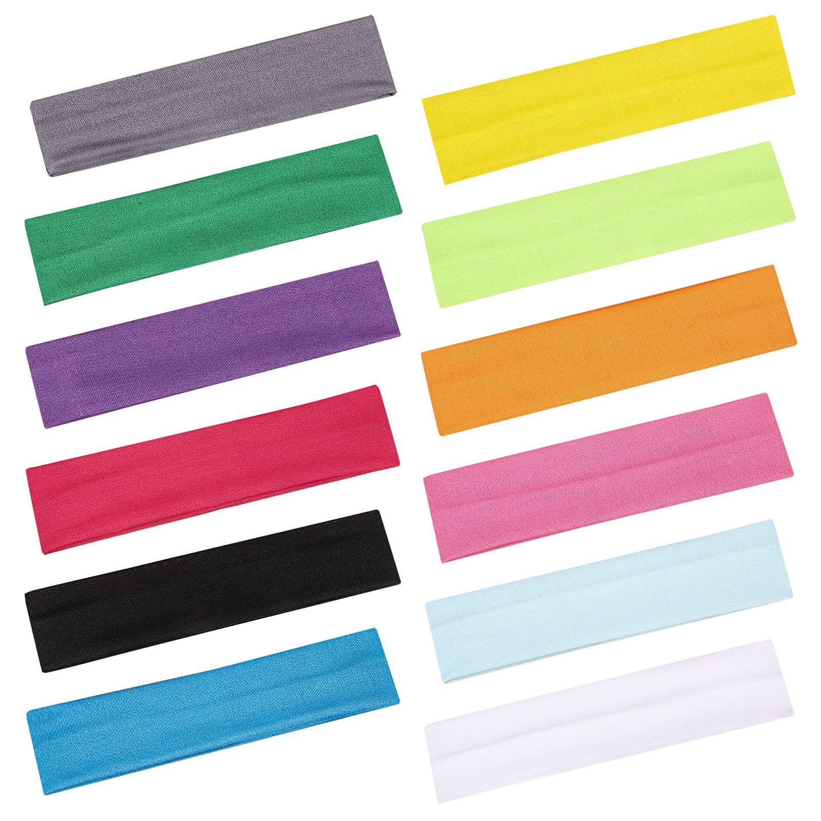 BOYYJING Hairband, 12 Colors Soft Elastic Hair Headband for Gym Exercise Sport Yoga, Casual Fashion Women Hair Accessories, Girl Women Head Bands, 12