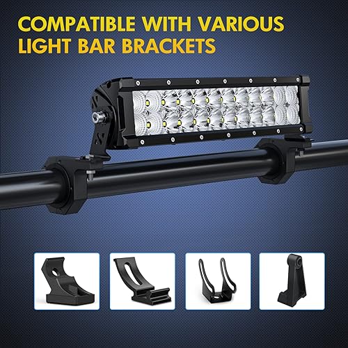 Miniatura 5 de Nilight 4 abrazaderas de barra enrollable, soportes de montaje de luz LED, soportes de tubo de abrazadera para montaje en 2.135 pulgadas, 2.25