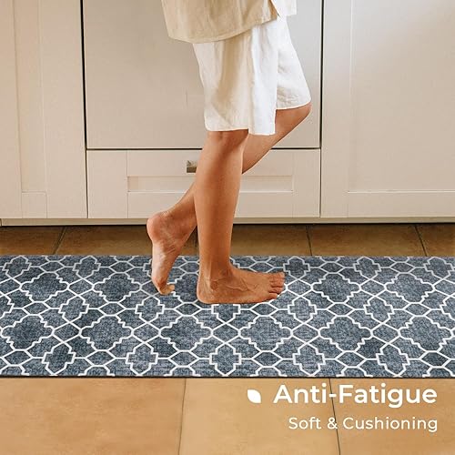 Miniatura 3 de FRESHMINT Juego de 2 tapetes de cocina acolchados antifatiga para piso, impermeables, antideslizantes, cómodos, para decoración de cocina