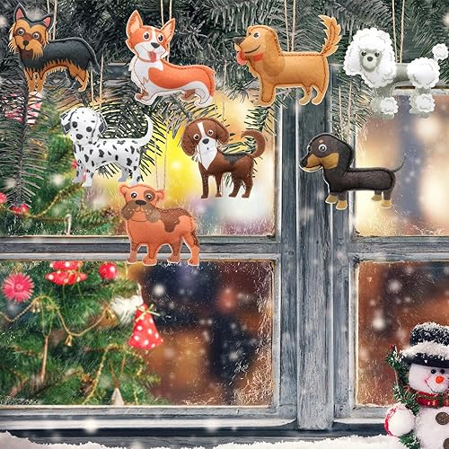Miniatura 6 de Oudain 8 Pcs Christmas Dog Ornament for Tree Felt Animal Christmas Hanging Decoration for Xmas Holiday Party Ornament Stuffed Supplies