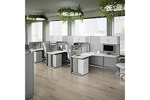 Bush Business Furniture Office Desks: Triple Workstation L-Shaped Cubicle