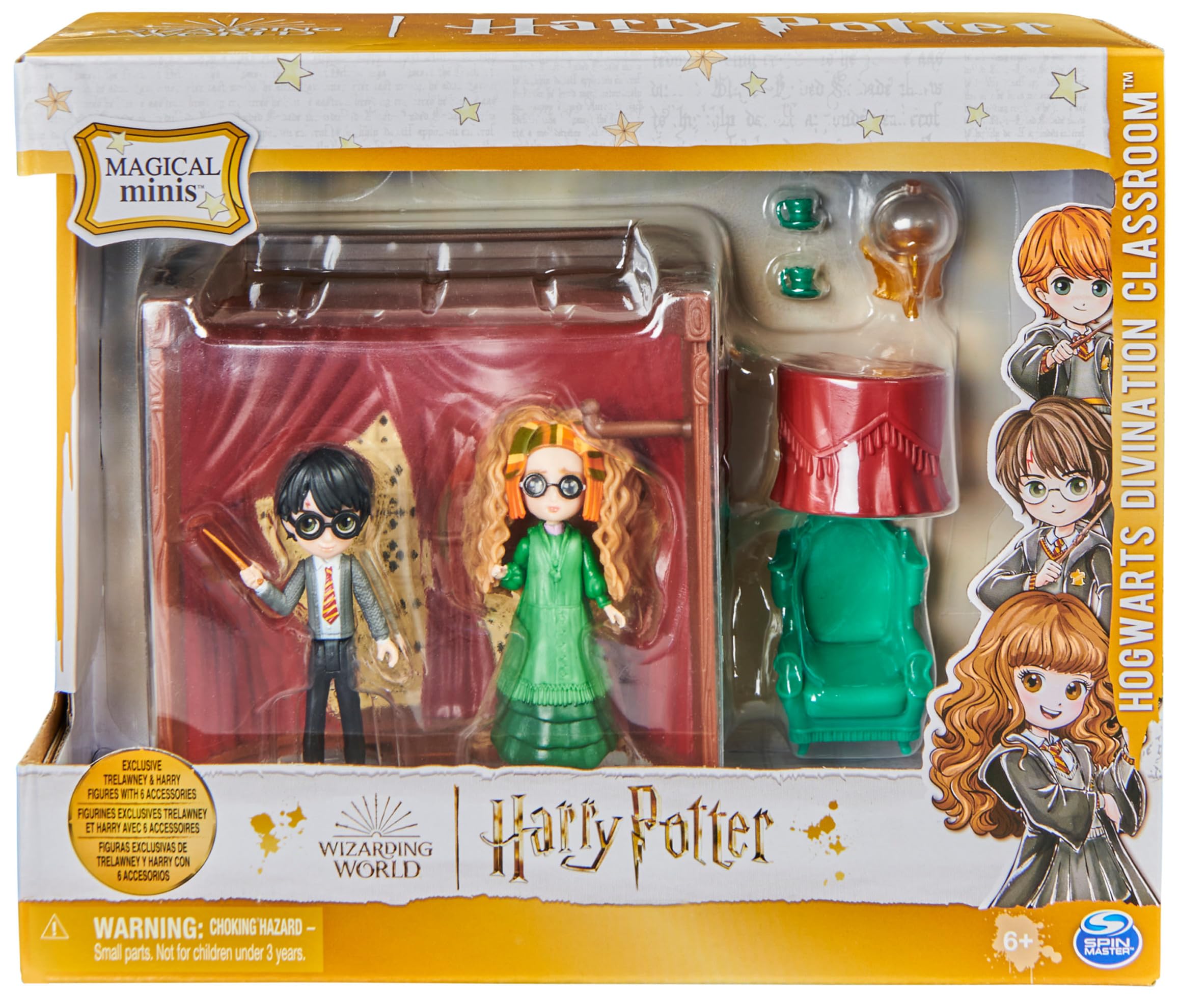 HARRY POTTER - PLAYSET COURS DE DIVINATION MAGICAL MINIS WIZARDING WORLD - Coffret Univers Magique Cours De Divination Avec 2 Figurines Exclusives Et 6 Accessoires - Jouet Enfant 6 ans et +