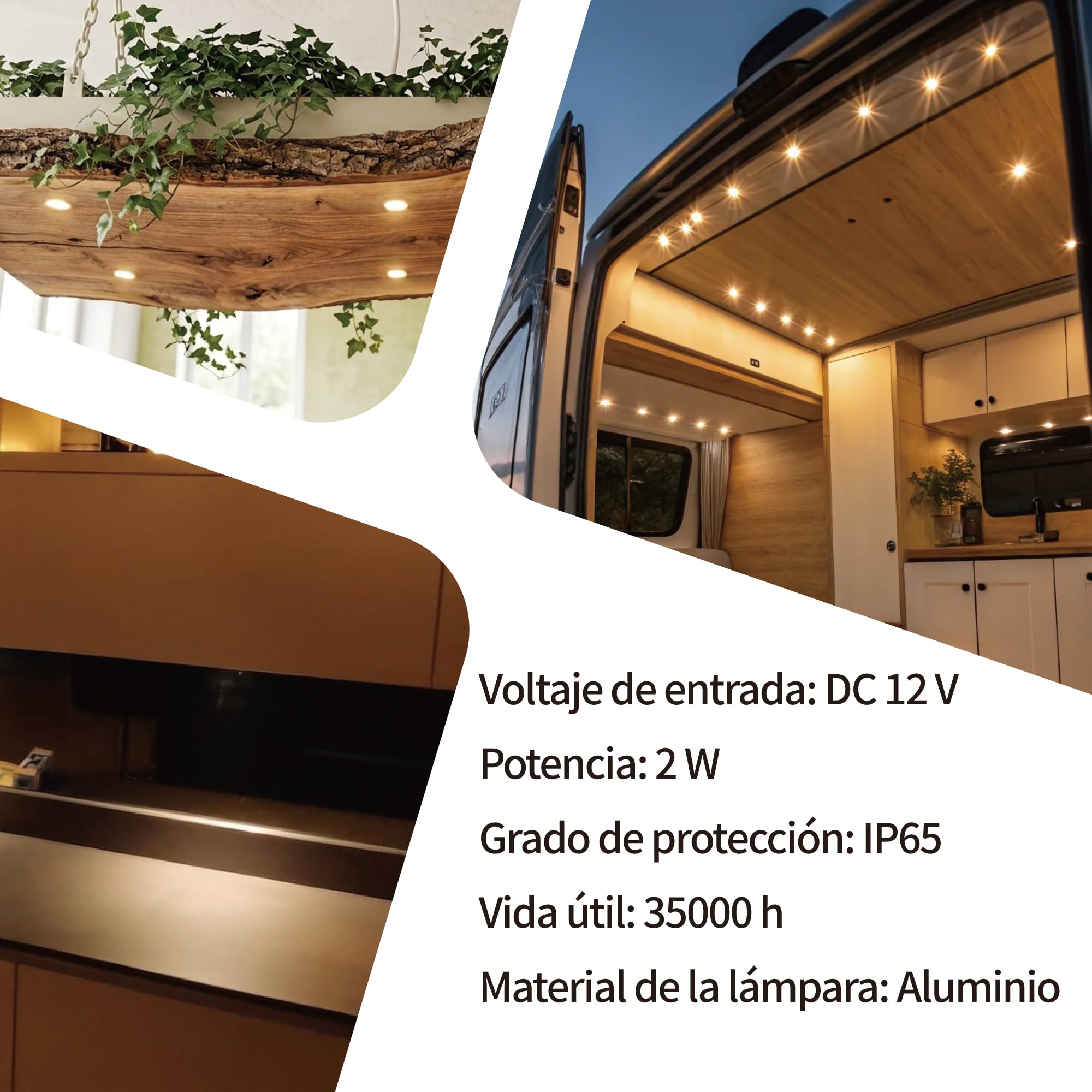 Mini Focos LED 2W 6uds DC 12V, IP65 Impermeable Foco Pequeño Empotrable Techo, 25mm Iluminación DIY para Muebles Cuadros Paredes Cocina Escaleras Vitrinas Pasillos (Negro Blanco Cálido)