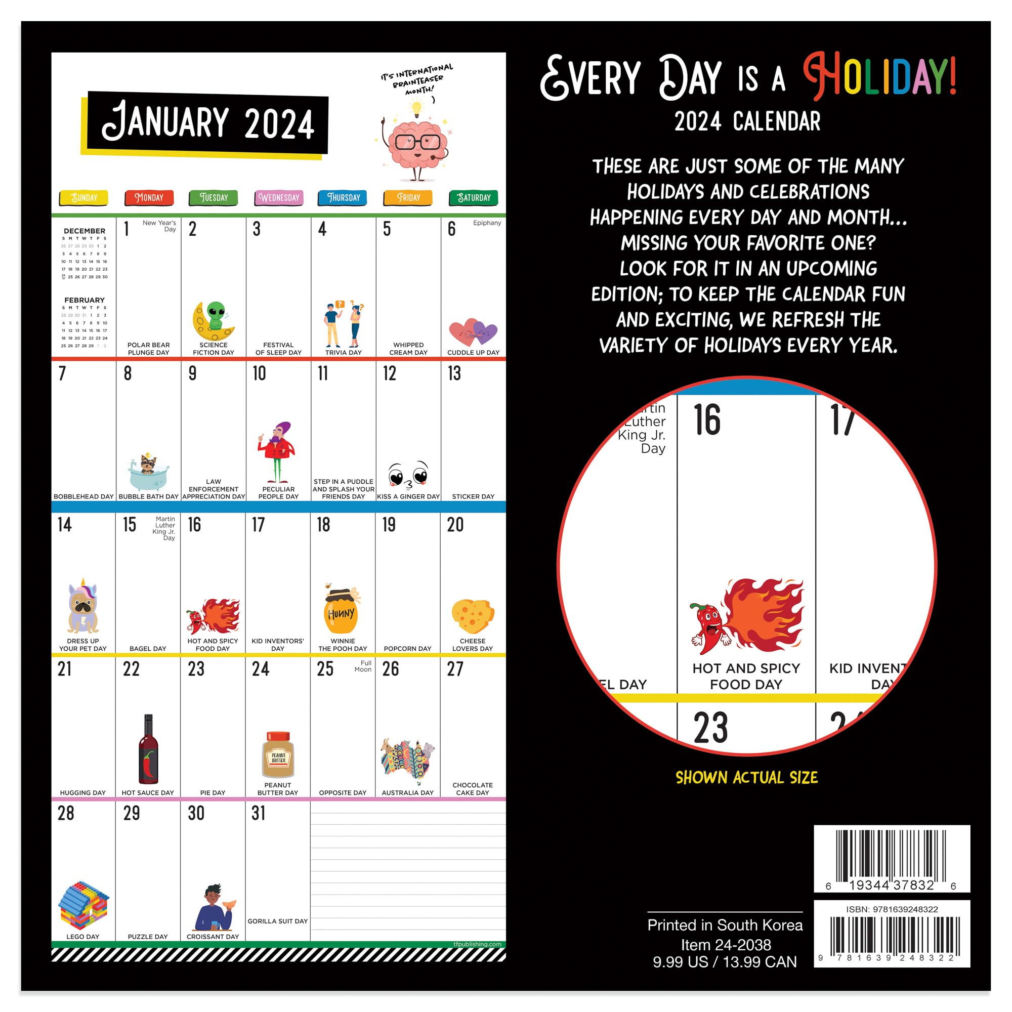 Amazon.com: TF PUBLISHING 2024 Every Day's A Holiday Mini Calendar | Large  Grids for Appointments and Scheduling | Monthly Wall Calendar 2024 | Home  and Office Organization | Premium Thick Matte Paper | 7"x7" : Office  Products