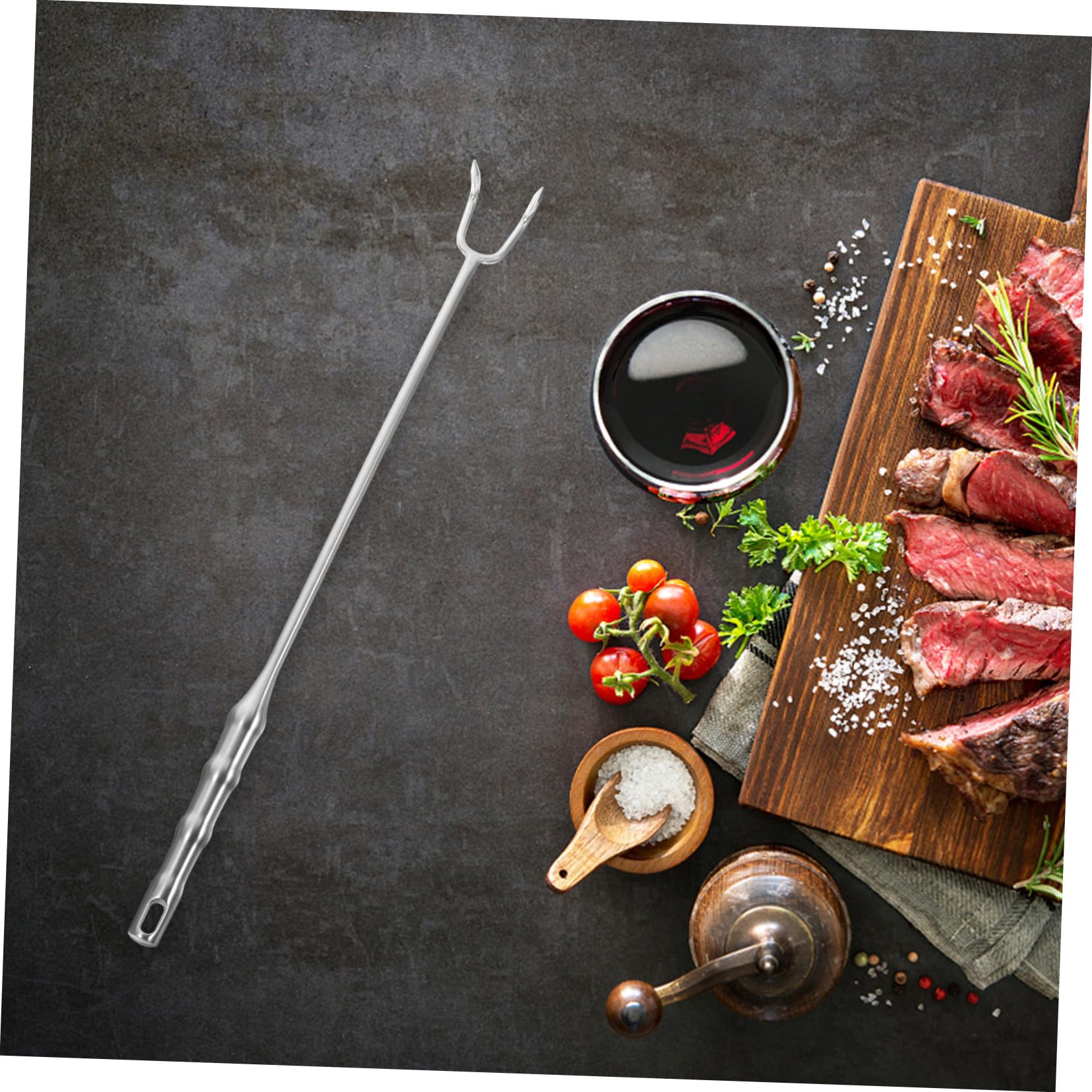 OUNONA Stainless Steel Meat Hook Heavy Duty Barbecue Food Flipper for Grilling Smoking and Meat Processing Hook Design Easy to Clean