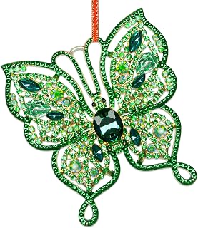 Butterfly Christmas Ornaments 2025 Butterfly Keepsake Christmas Tree Ornaments Green Metal Hanging Ornament Butterflies Xmas Ornament Gifts for Women Girls Sister