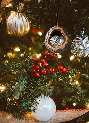 Miniatura 4 de Adornos divertidos de búho para árbol de Navidad, bonito adorno de árbol de Navidad, decoración de Navidad personalizada con paquete de regalo