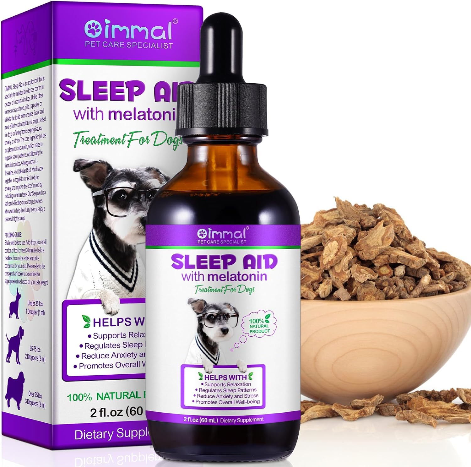 Dog Melatonin – Melatonin for Dogs & Cats – Liquid Dog Sleep Aid Supplement -Dog Anxiety & Stress Relief -Dog Calming Drops for All Breeds and Size