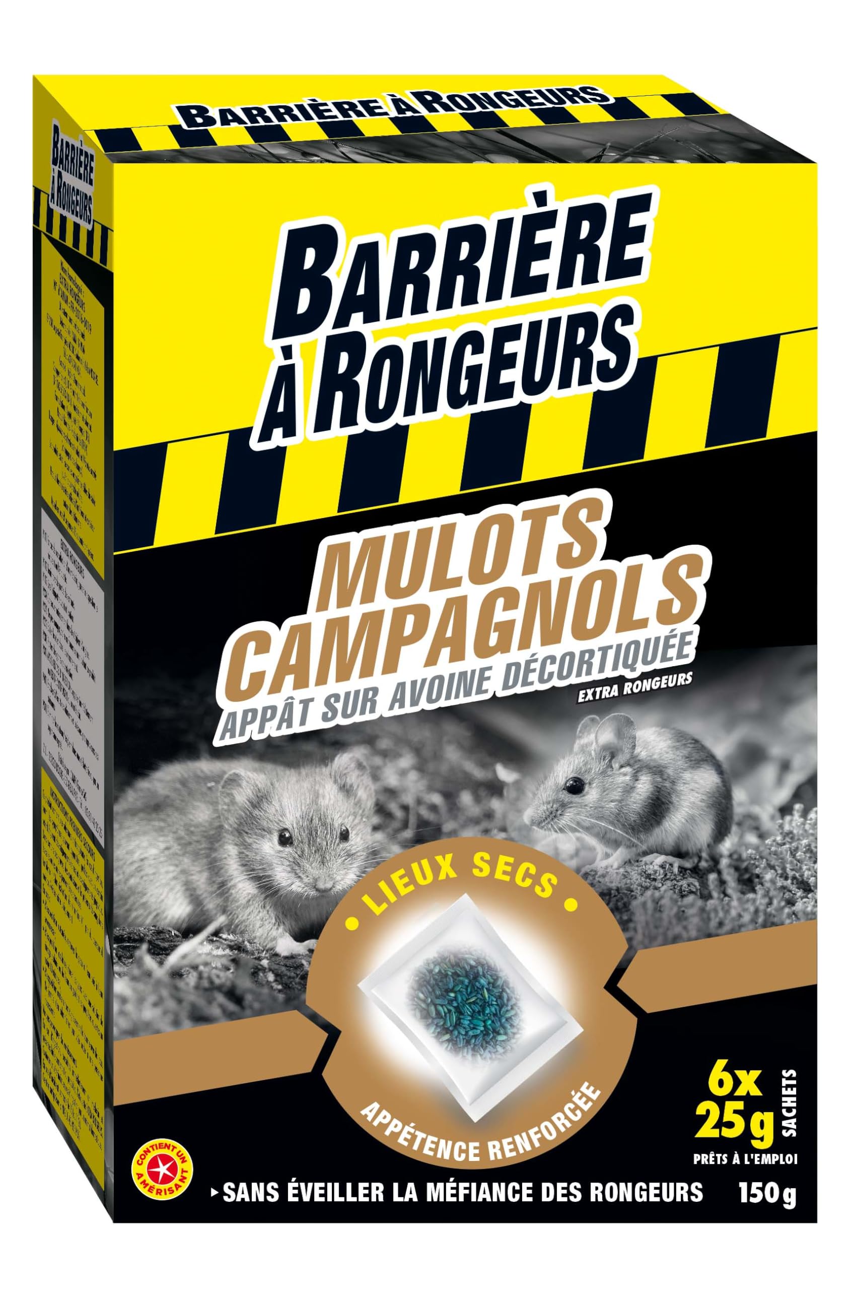 Appât pour mulots et campagnols sur avoine décortiquée contre les ravages