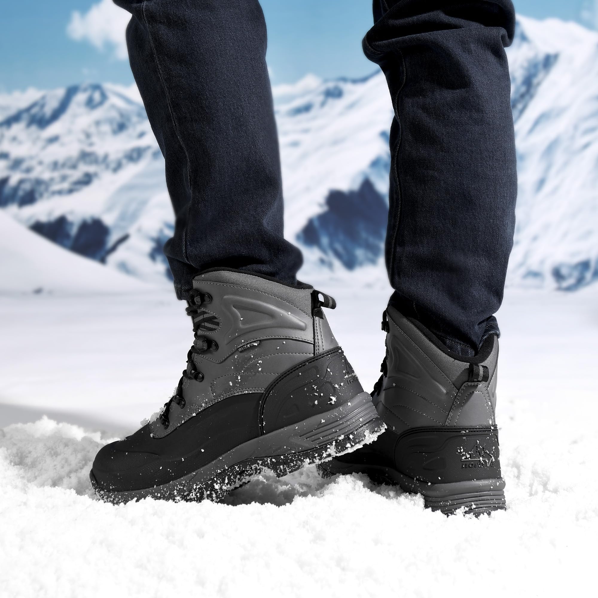 NORTIV 8 Stivali Uomo da Neve Invernali Caldo Stivali Invernali Impermeabili da Trekking All'aperto