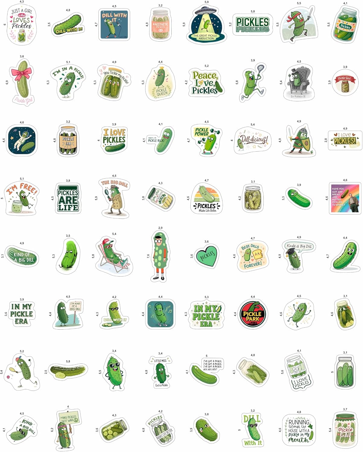 100Pcs Pickle Stickers for Water Bottle and Laptop - Pickle Party Supplies, Decorations - Food and Fun Stickers, Gifts for Women & Men image 3