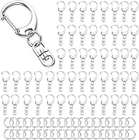 50 Pack Silver Lobster Claw Clasps Swivel Snap Hooks - Keychain Clips, DIY Craft Rings & Lanyard Connectors by Evnlo