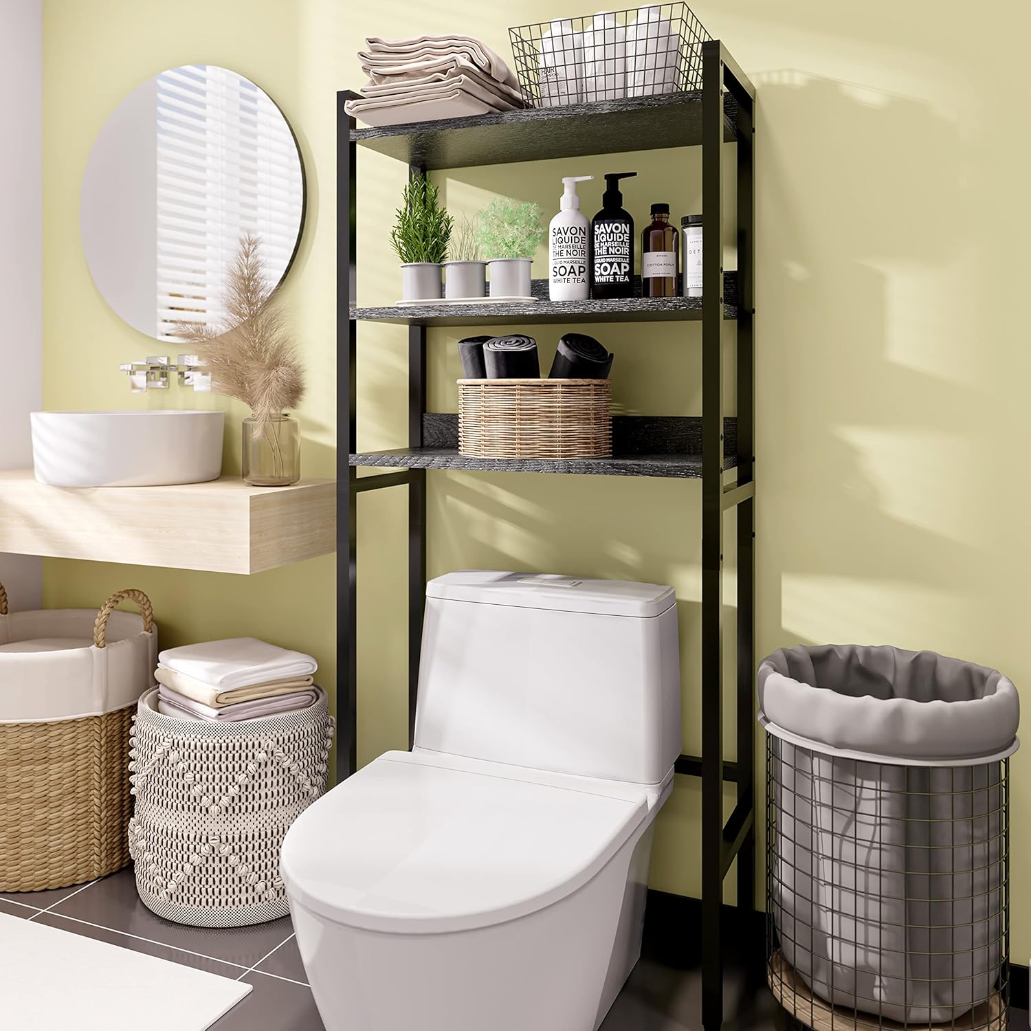 Amazon.com: ODIKA Over The Toilet Storage Shelf, 3-Tier Over-The-Toilet ...