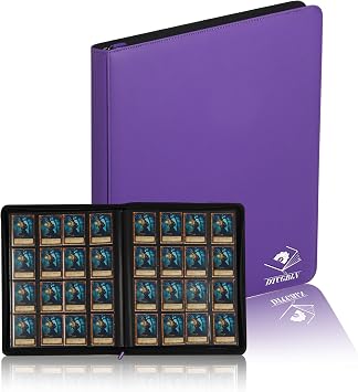 Premium Trading Card Binder for PKM TCG MTG Cards,Holds 1000+ Cards,16 -Pocket Ringless Side Loading Binder with Zipper Trading Card Album Folder for TCG - Purple
