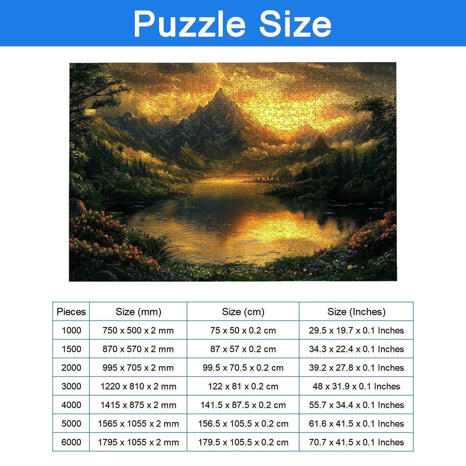 Puzzle 1500 Pezzi per Adulti Bambini, Puzzle Tramonto in Legno per Adulti, Puzzles Paesaggio Impegnativi, Giochi Educativo per Famiglie, Rompecapo con Scatola per Decorazioni Casa, Regalo Donna, -9030
