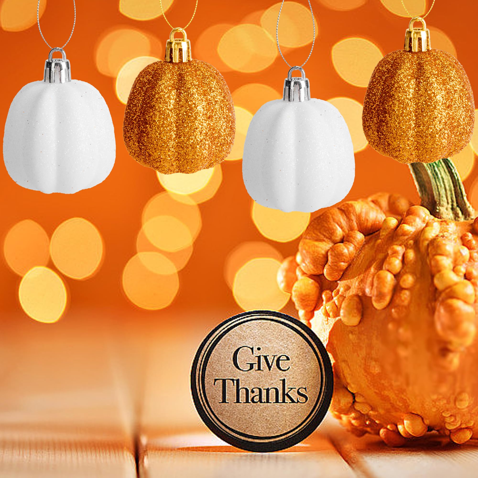 12 Ornements Citrouille Suspendus - Mini Boules D'automne - PVC - Pour Décoration Halloween, Thanksgiving