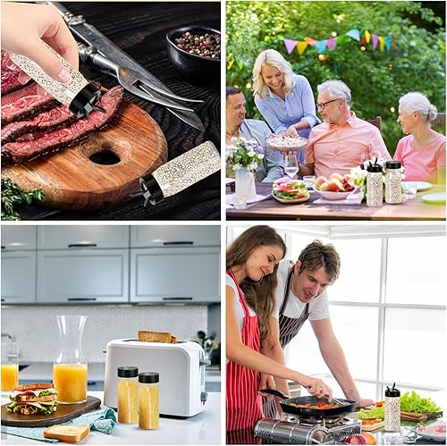 Miniatura 7 de Paquete de 28 tarros cuadrados de 3.5 onzas para especias de plástico transparente con tapas de coctelera, frascos vacíos para especias, hierbas,